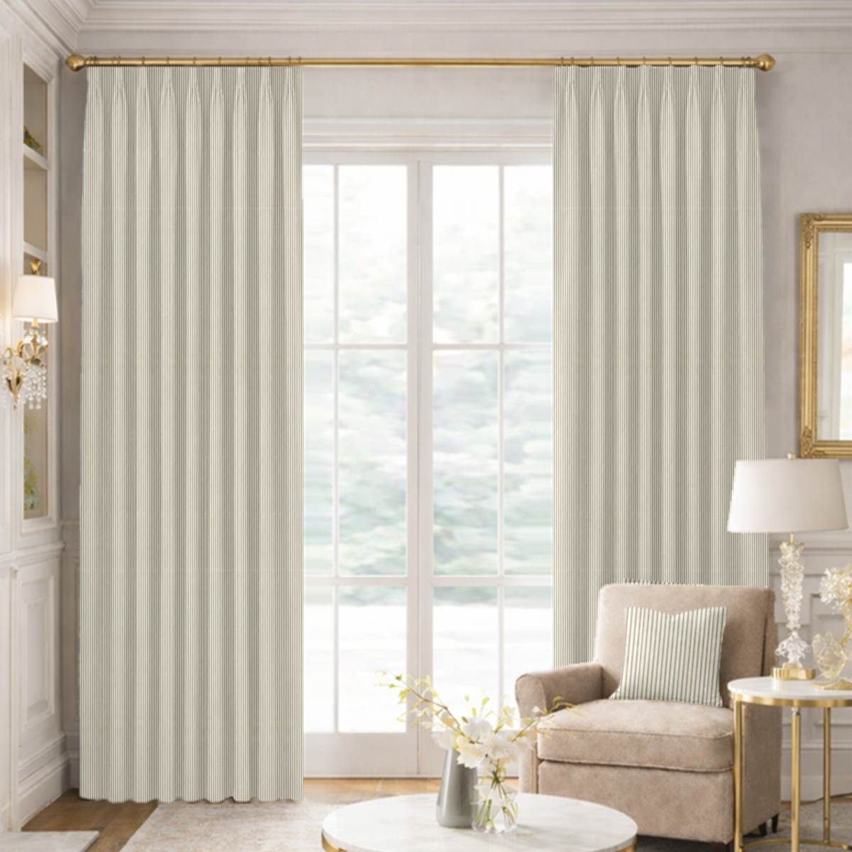 Custom Tailored Pleat Drapes in Arezzo - Linen