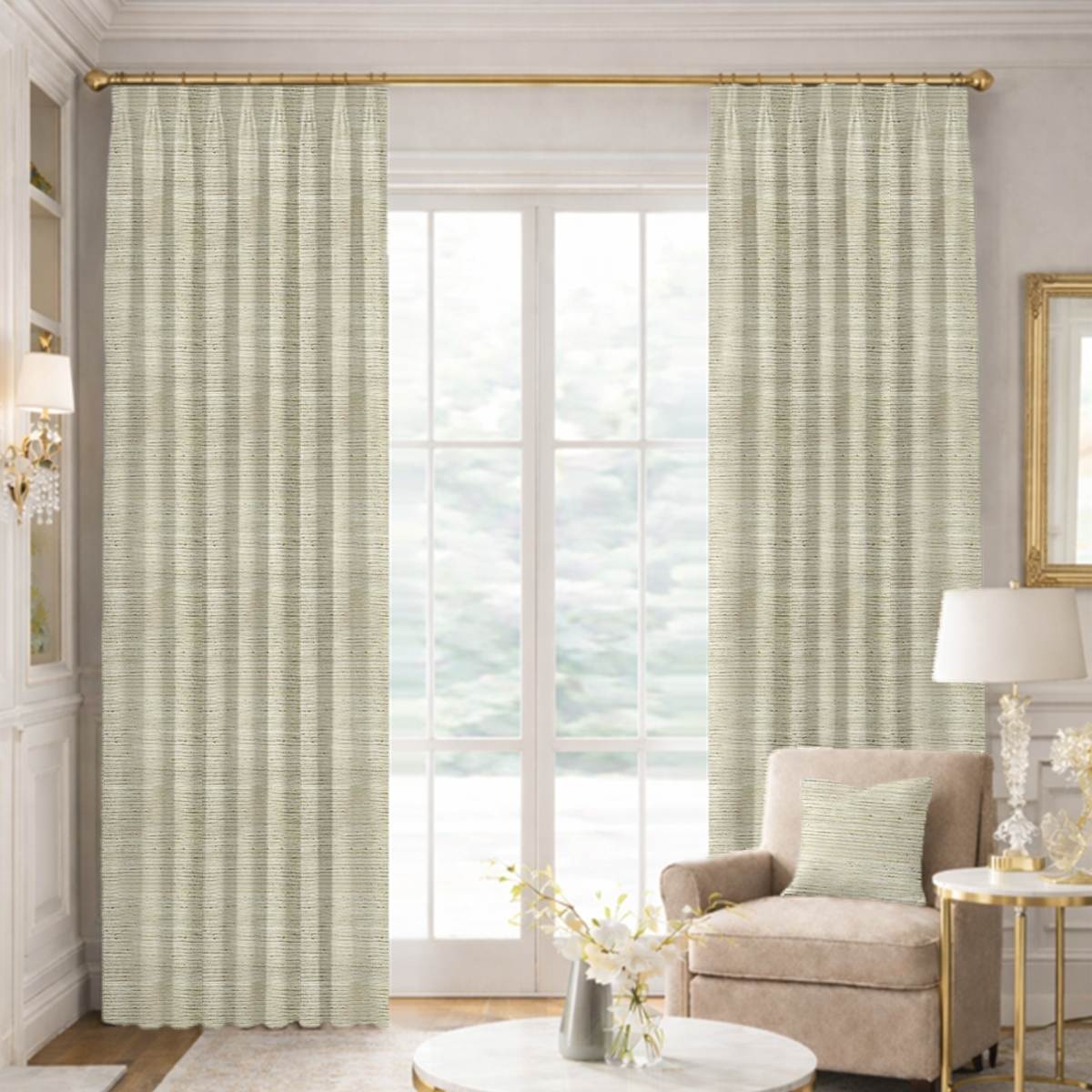 Custom Tailored Pleat Drapes in Premium Raw Silk Ivory