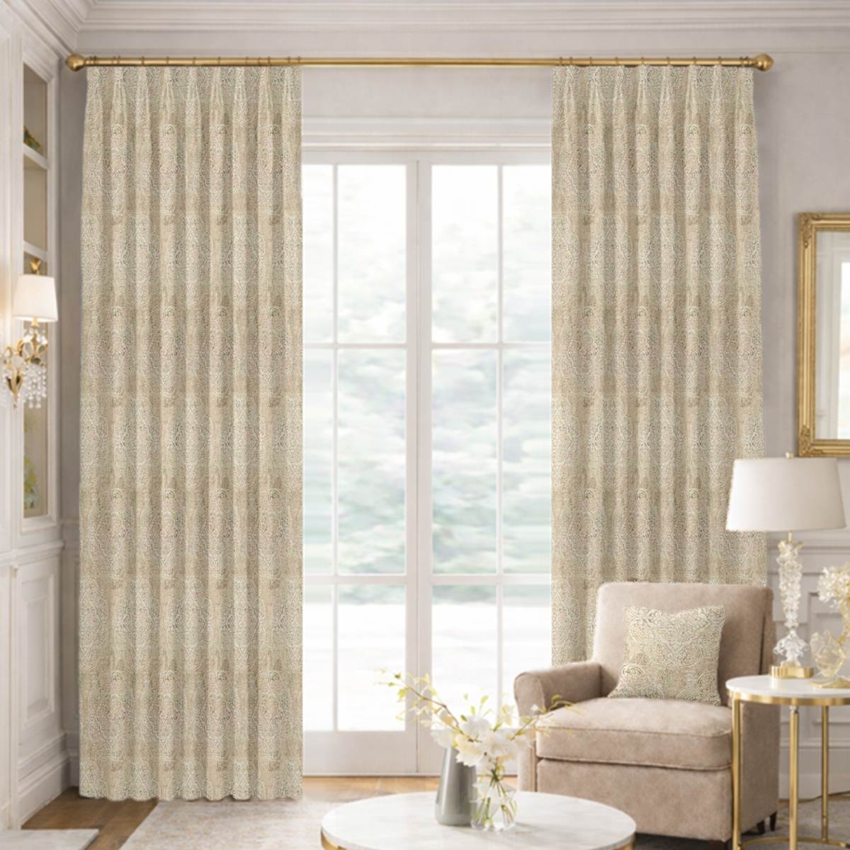 Custom Tailored Pleat Drapes in Bristol Vintage