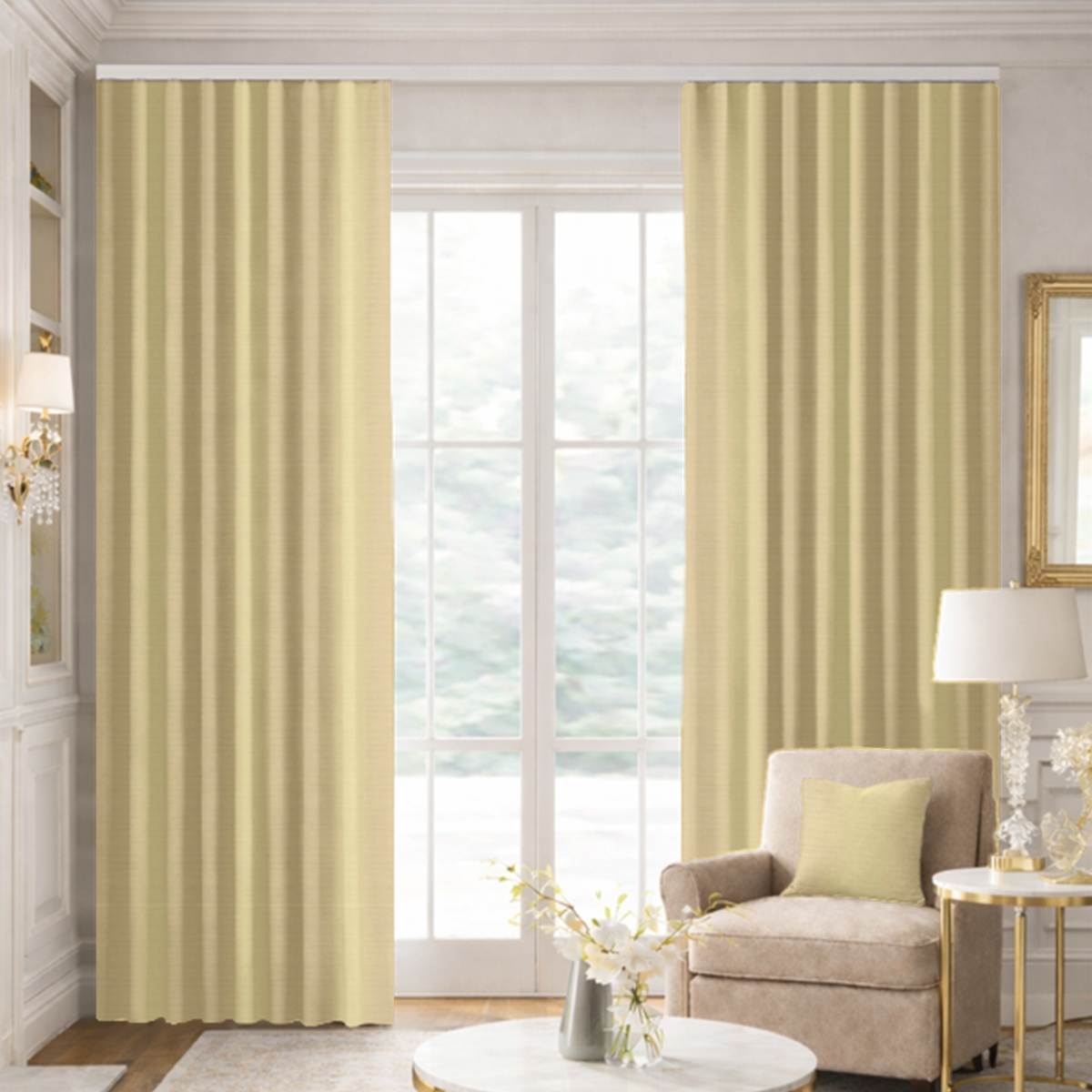 Custom Ripple Fold Drapes in Premium Silk Dupioni - Champagne