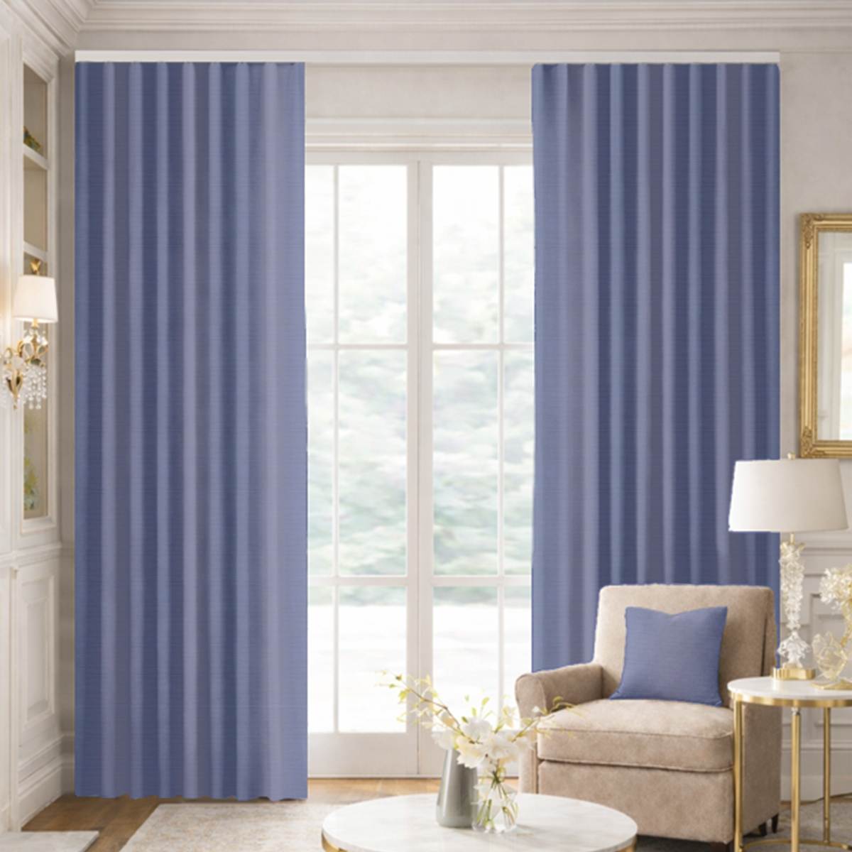 Custom Ripple Fold Drapes in Premium Silk Dupioni - Navy
