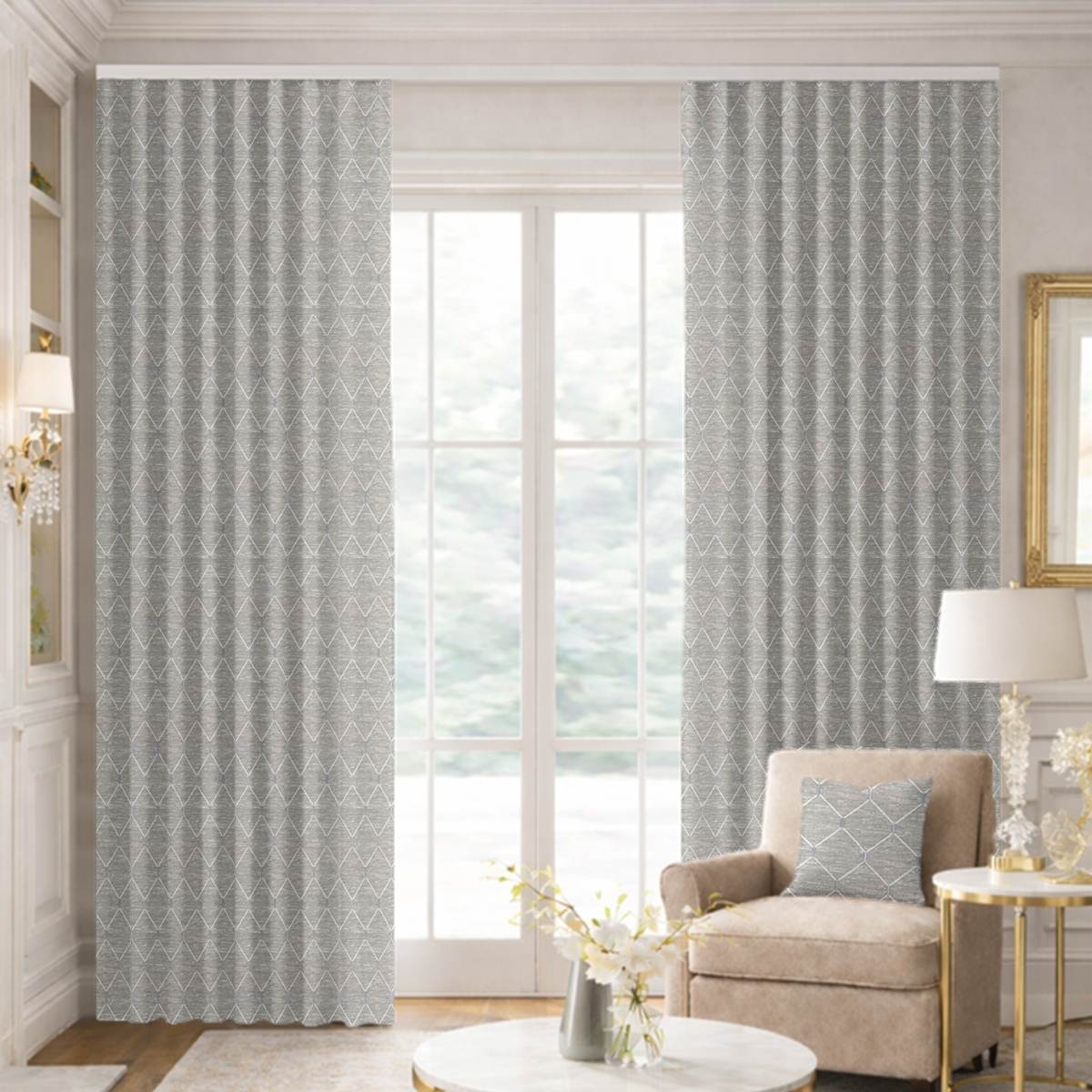 Custom Ripple Fold Drapes in Rialto - Urban Grey