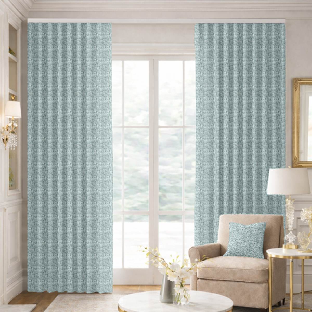 Custom Ripple Fold Drapes in Capri -Spa