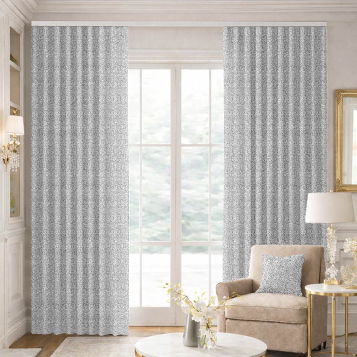 Custom Ripple Fold Drapes in Capri - Stone