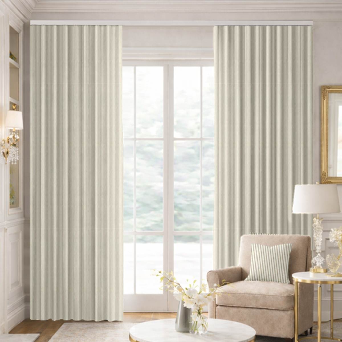 Custom Ripple Fold Drapes in Arezzo - Linen