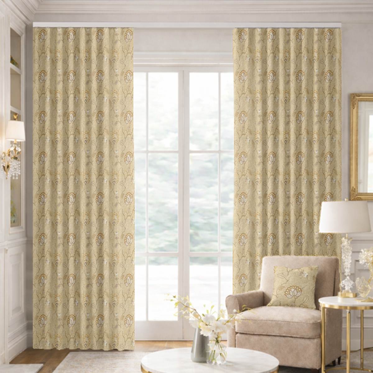 Custom Ripple Fold Drapes in Andria - Linen