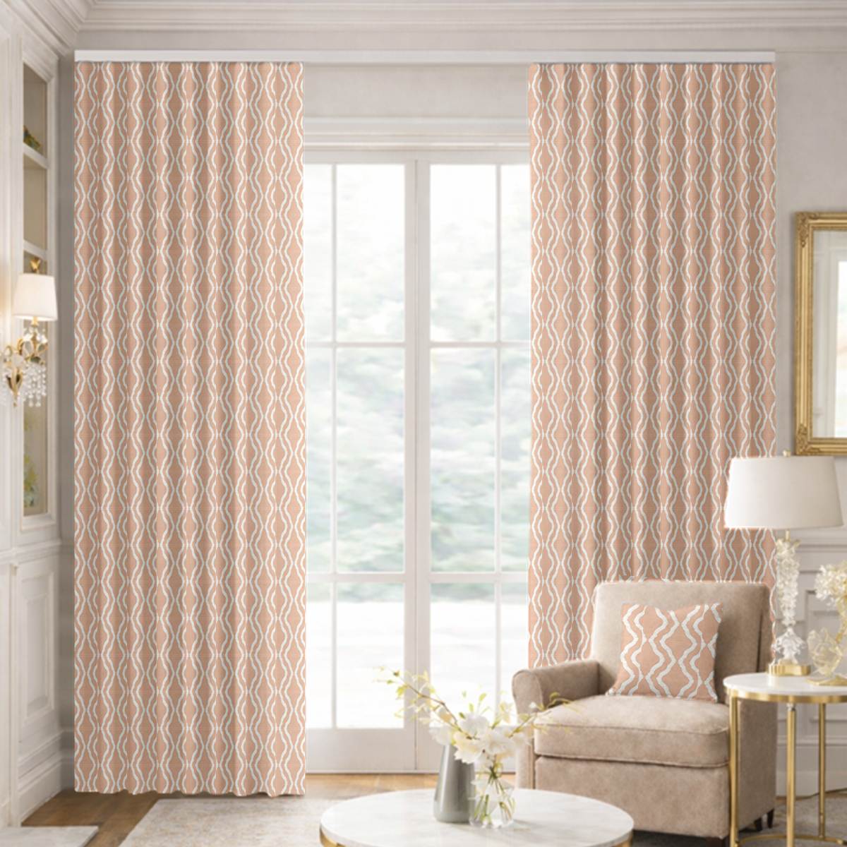 Custom Ripple Fold Drapes in Flusso Blush