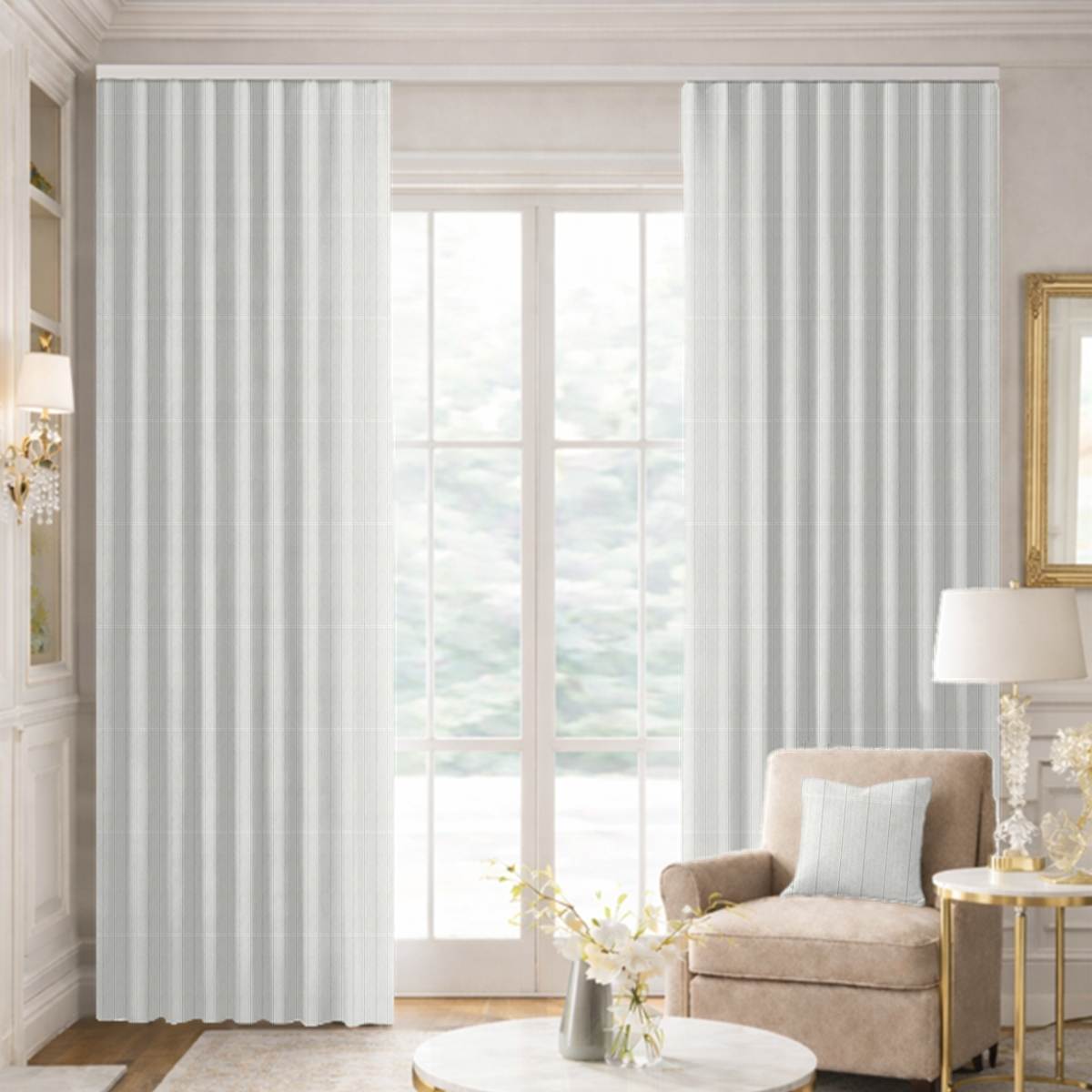 Custom Ripple Fold Drapes in Abiti Ivory