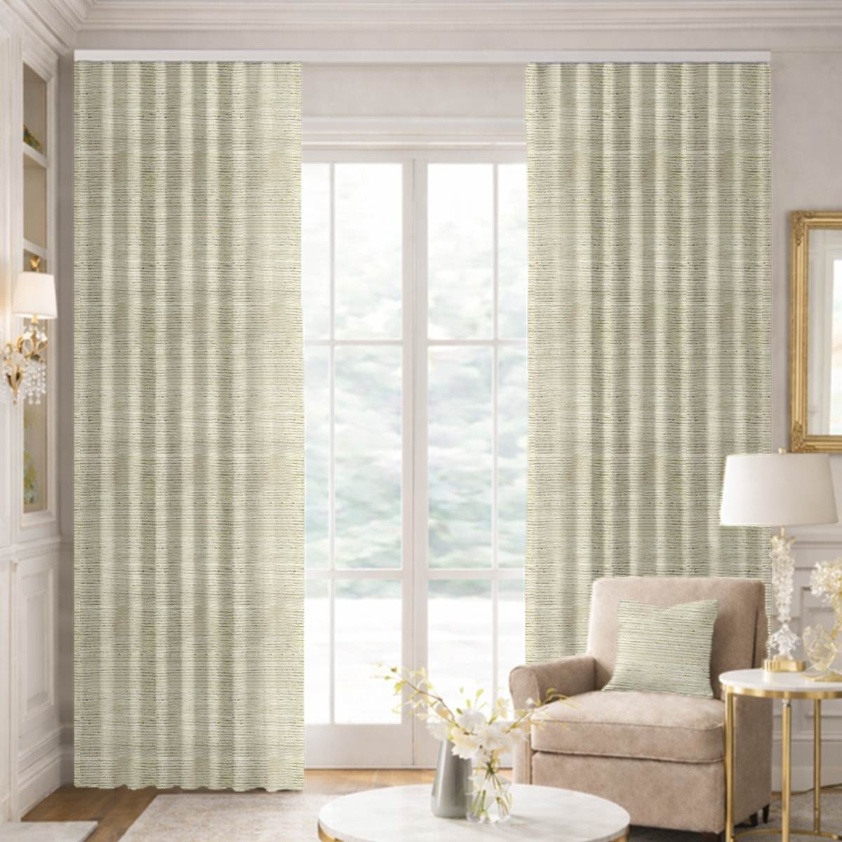 Custom Ripple Fold Drapes in Premium Raw Silk Ivory