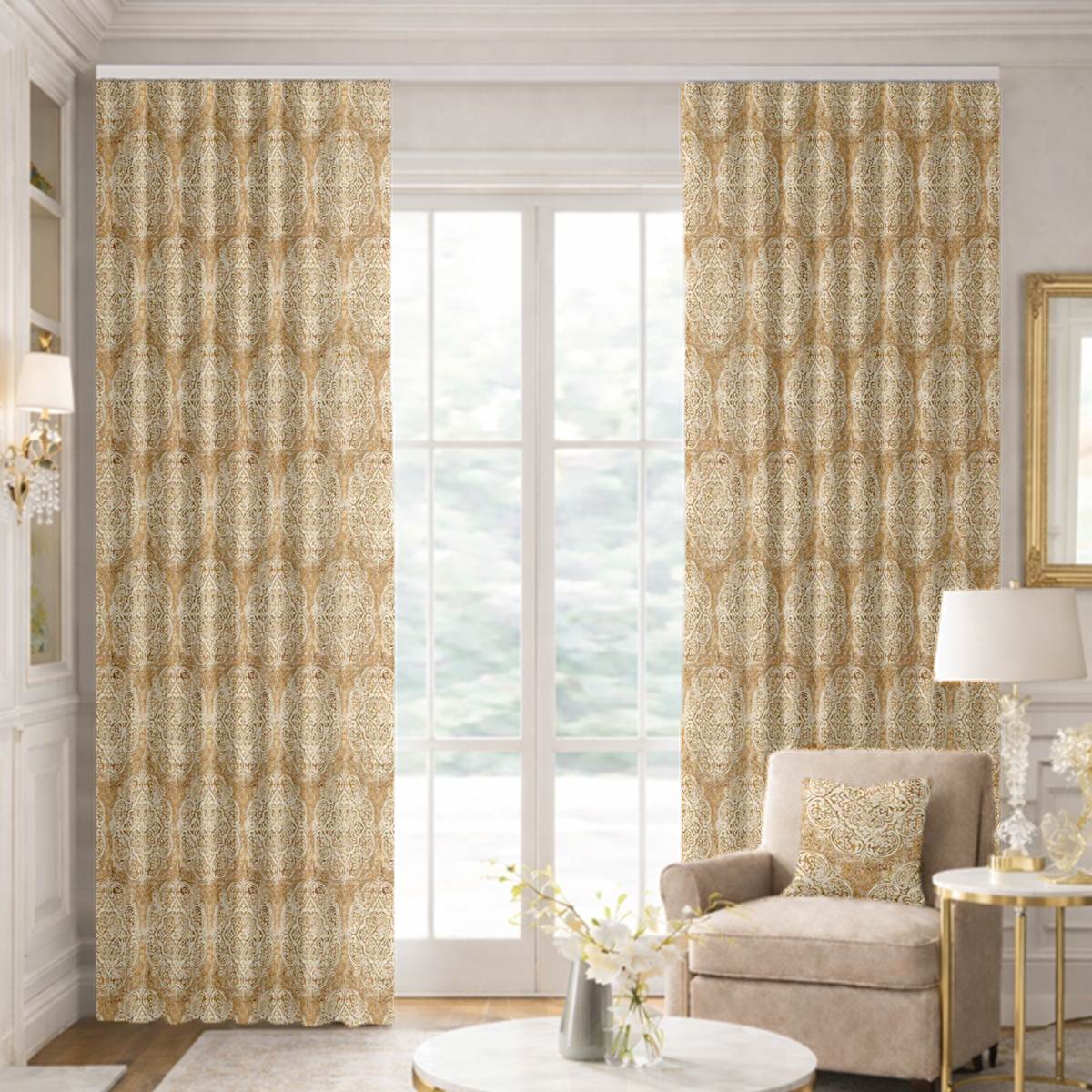 Custom Ripple Fold Drapes in Bristol Gold