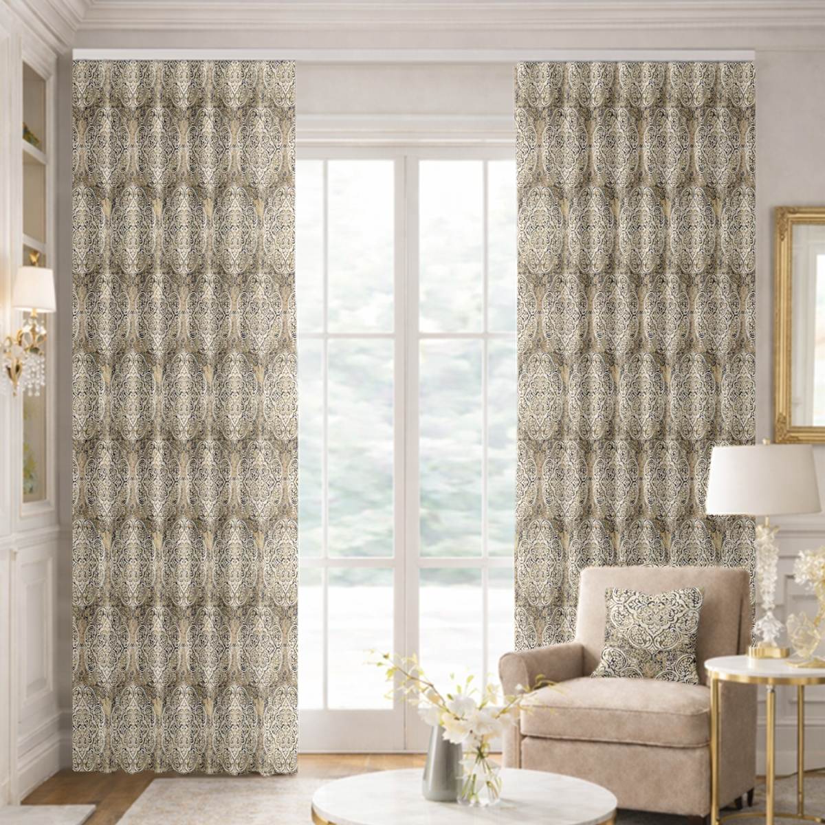 Custom Ripple Fold Drapes in Bristol Pyrite