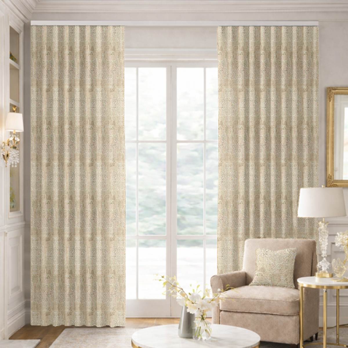 Custom Ripple Fold Drapes in Bristol Vintage