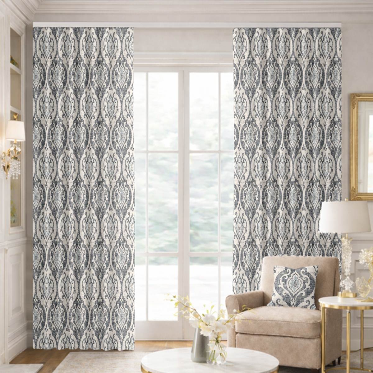 Custom Ripple Fold Drapes in Aiden Slate