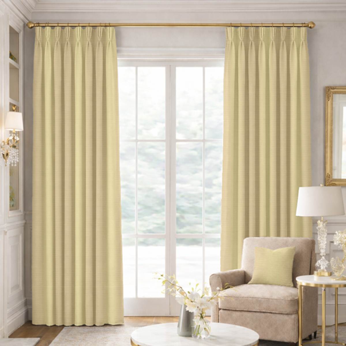 Custom Pinch Pleat Drapes in Premium Silk Dupioni - Champagne