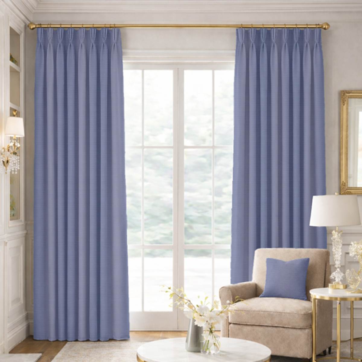 Custom Pinch Pleat Drapes in Premium Silk Dupioni - Navy