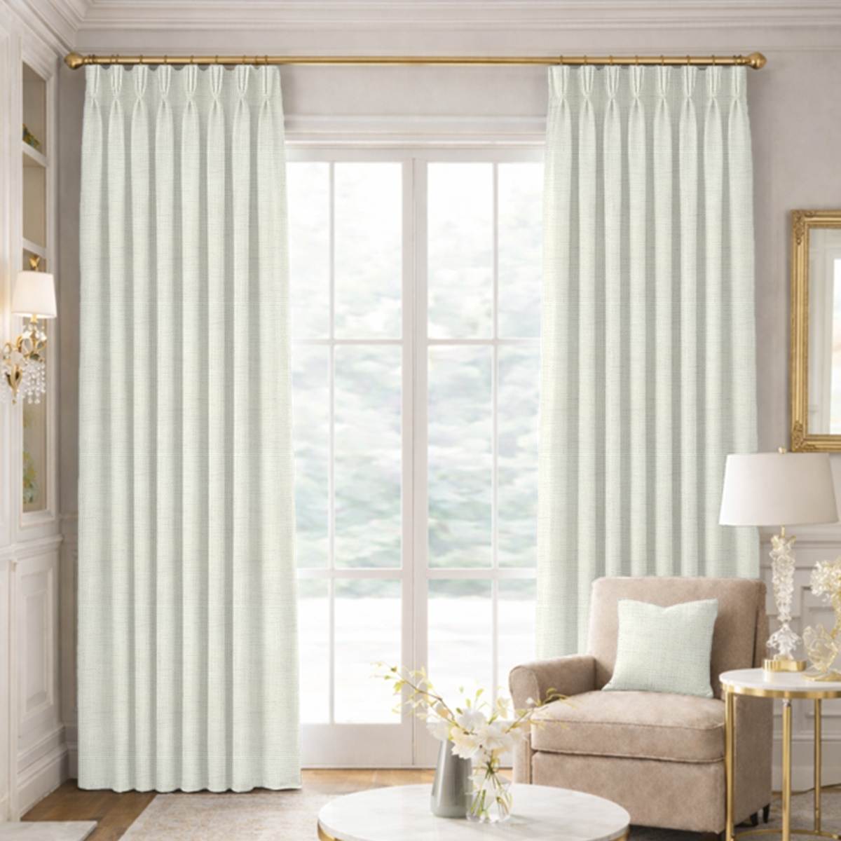 Custom Pinch Pleat Drapes in Portofino Natural