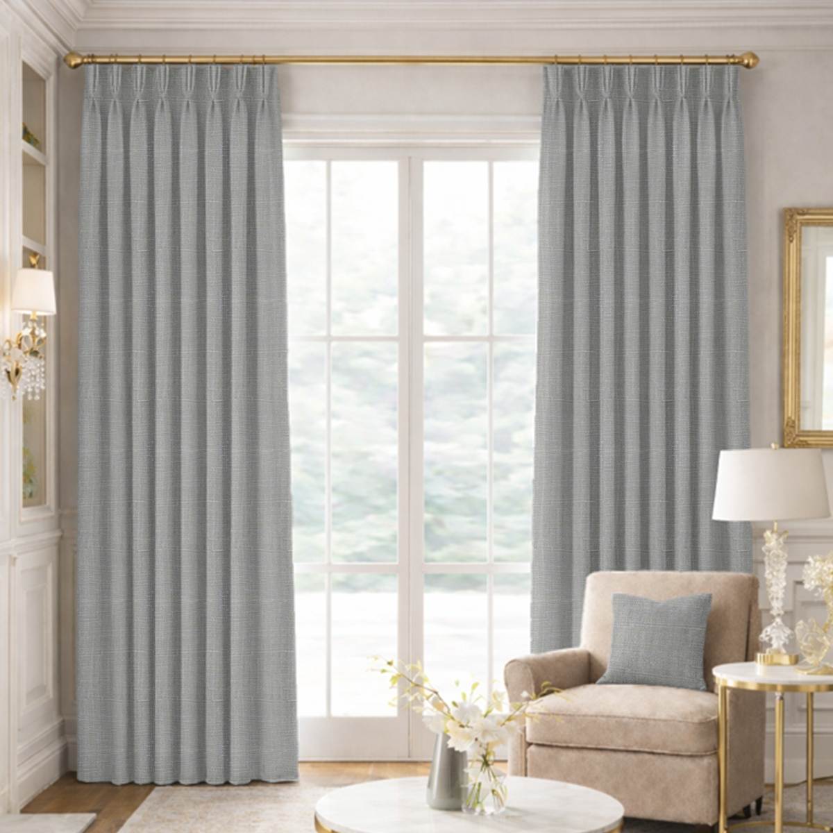 Custom Pinch Pleat Drapes in Genuine Belgian Linen - Taupe