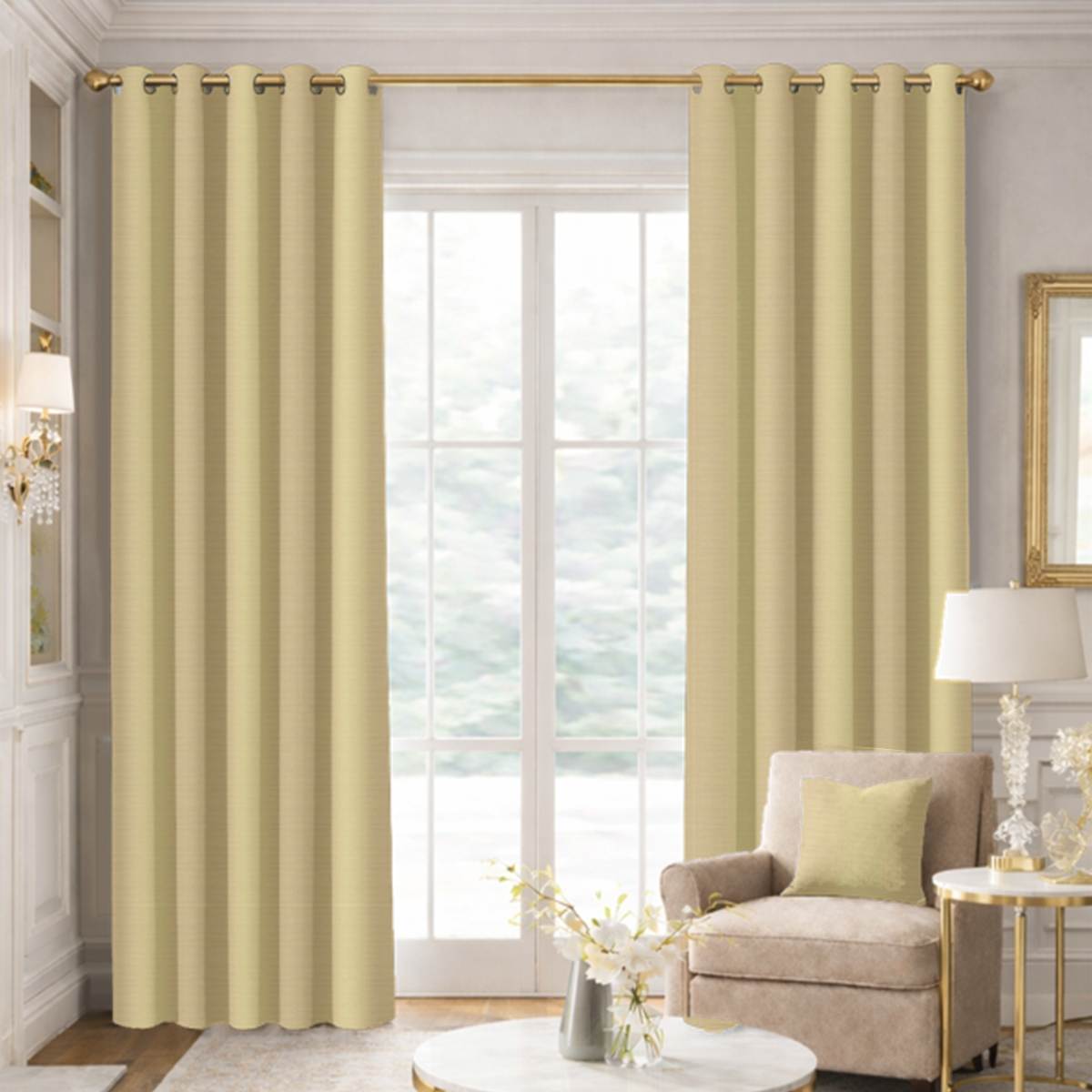 Custom Grommet Drapes in Premium Silk Dupioni - Champagne