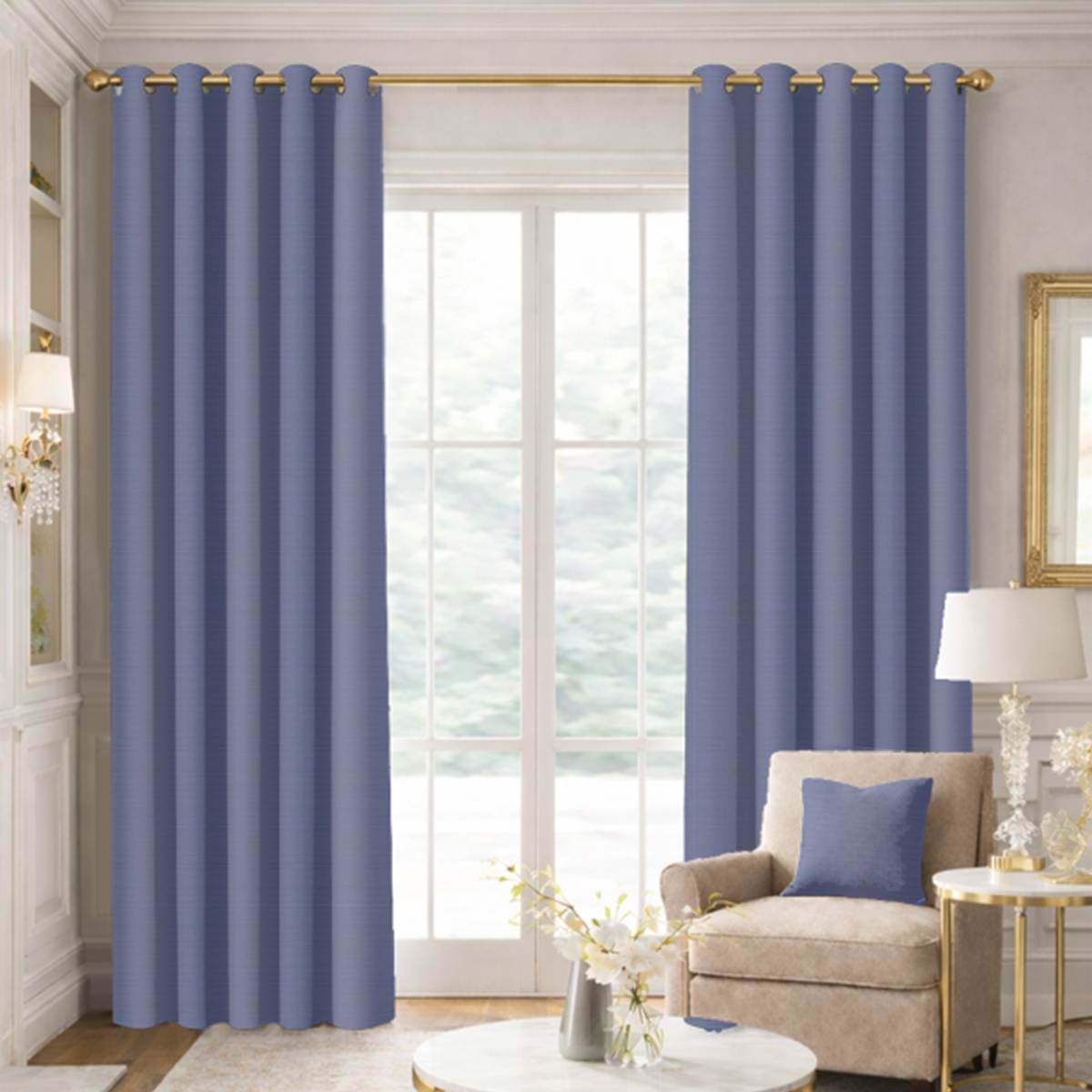 Custom Grommet Drapes in Premium Silk Dupioni - Navy