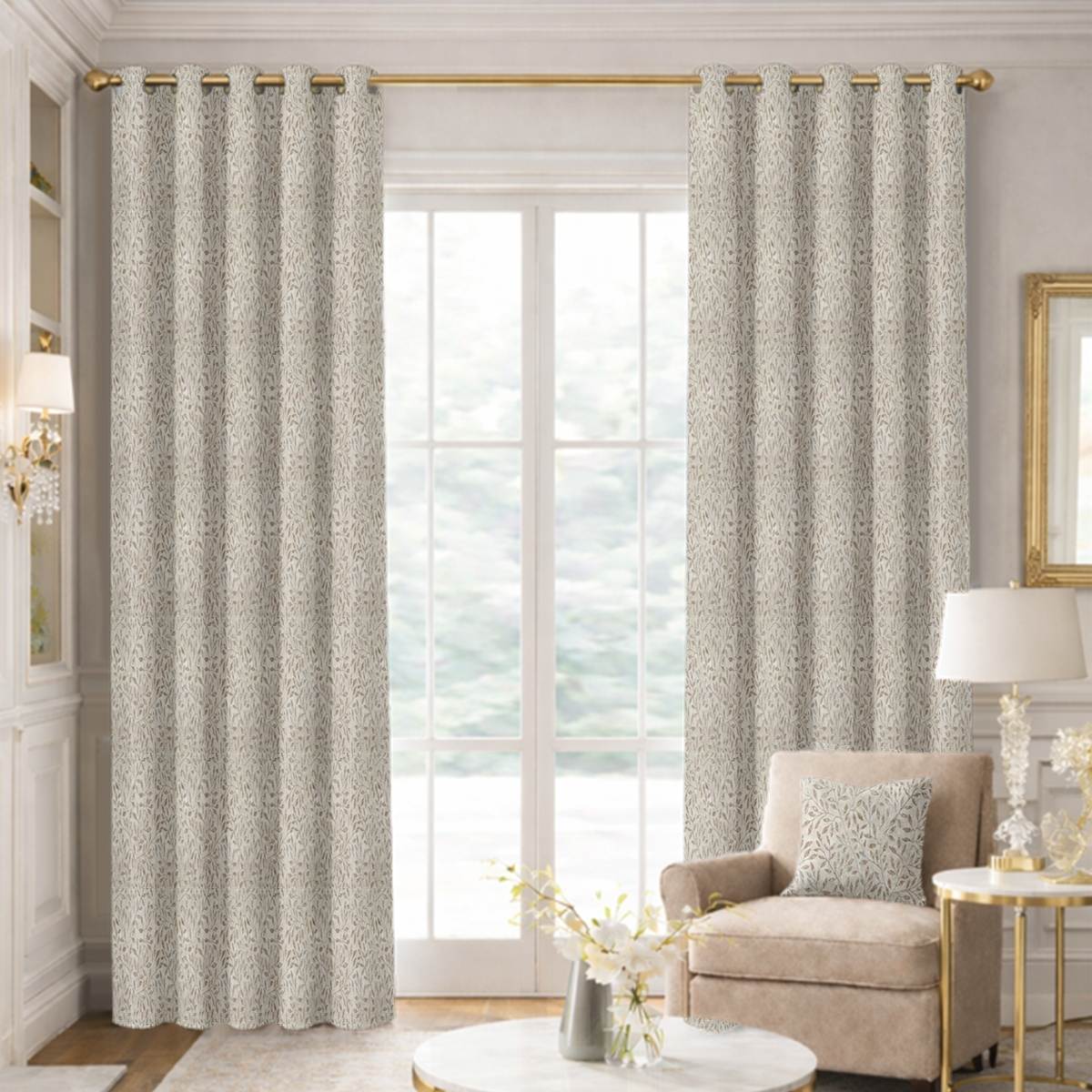 Custom Grommet Drapes in Viti Sandstone