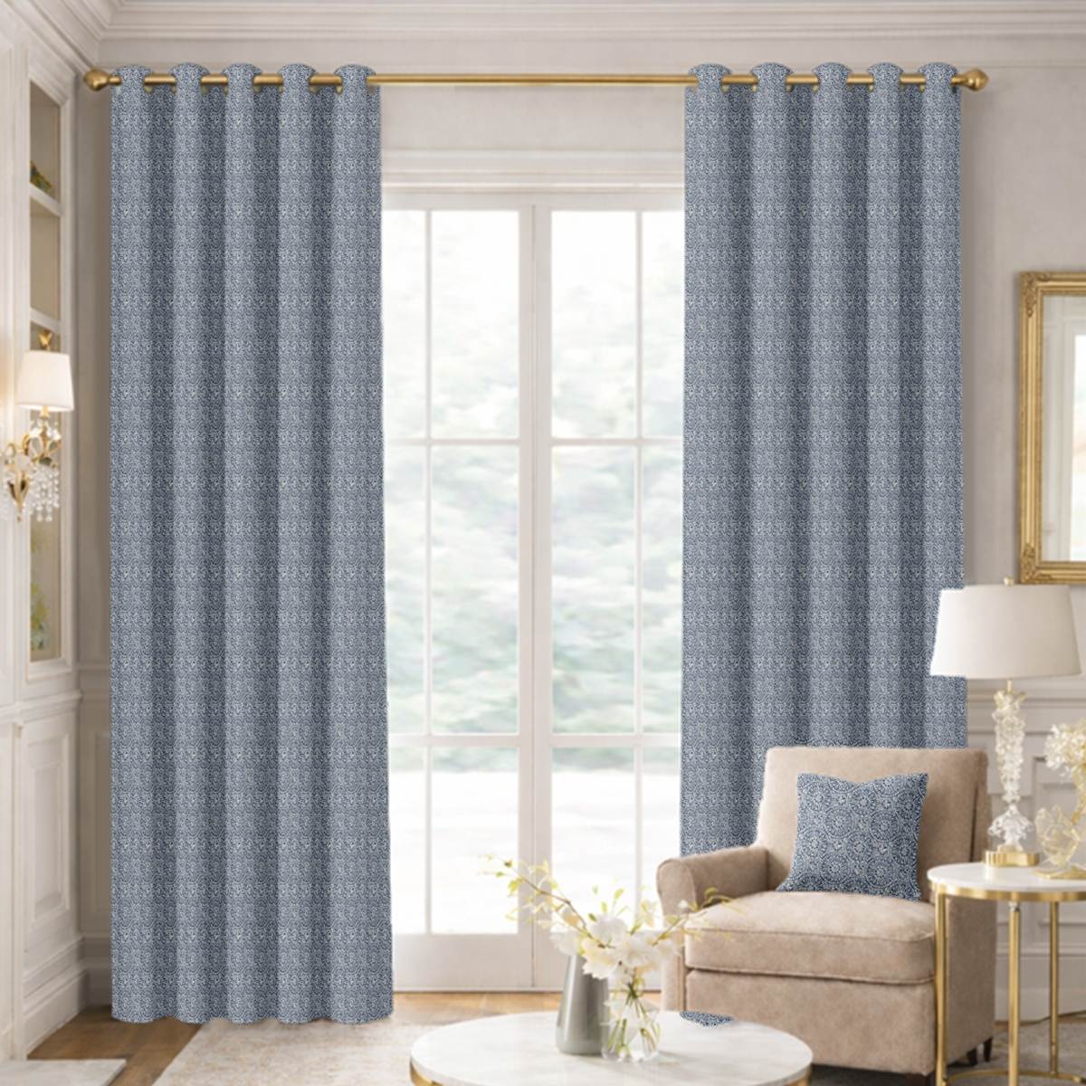 Custom Grommet Drapes in Capri - Ocean