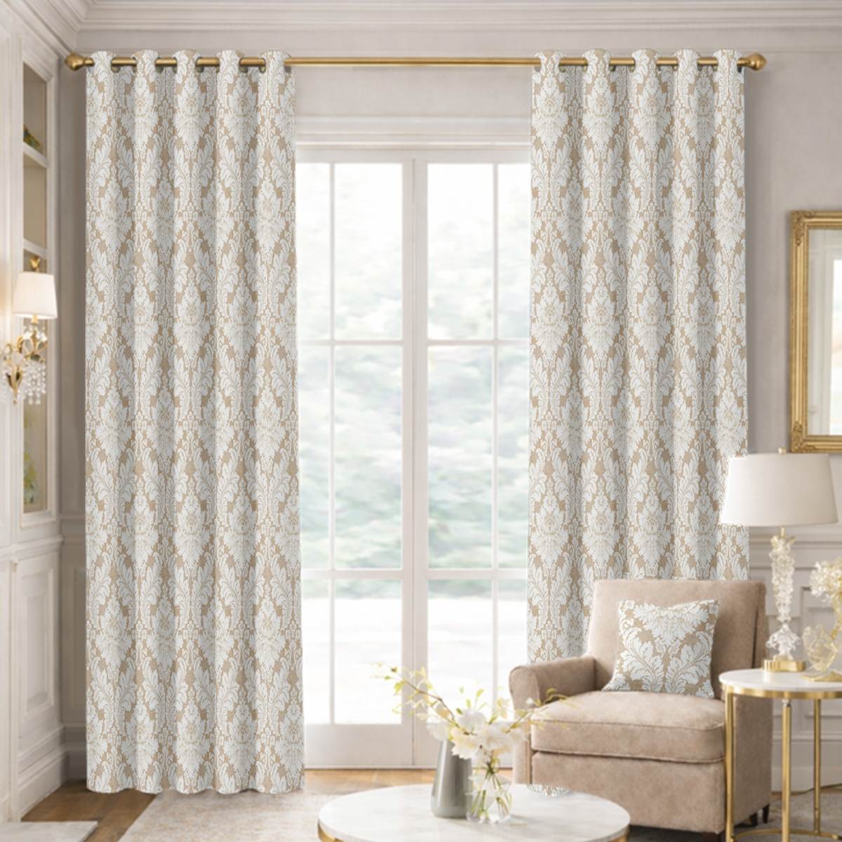 Custom Grommet Drapes in Marquis Shell