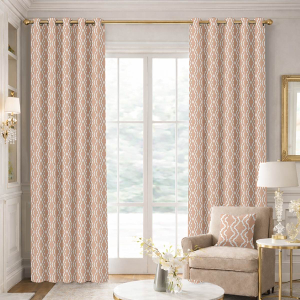 Custom Grommet Drapes in Flusso Blush