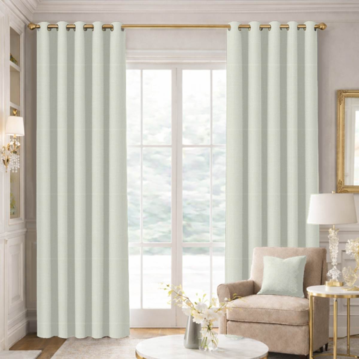 Custom Grommet Drapes in Genuine Belgian Linen - White