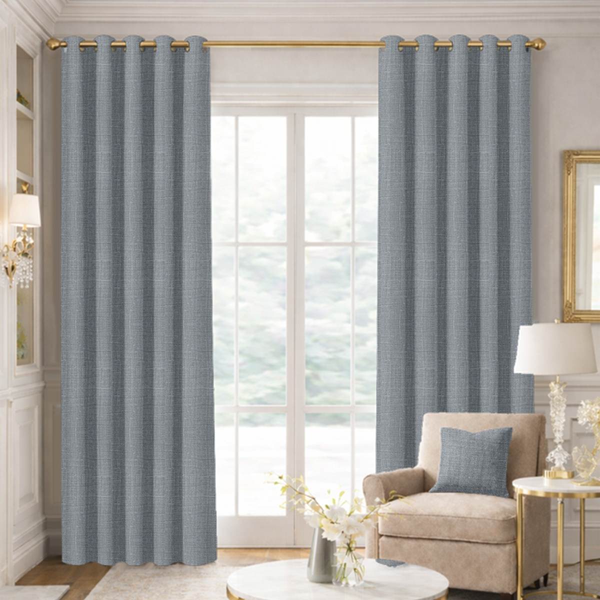 Custom Grommet Drapes in Genuine Belgian Linen - Gray