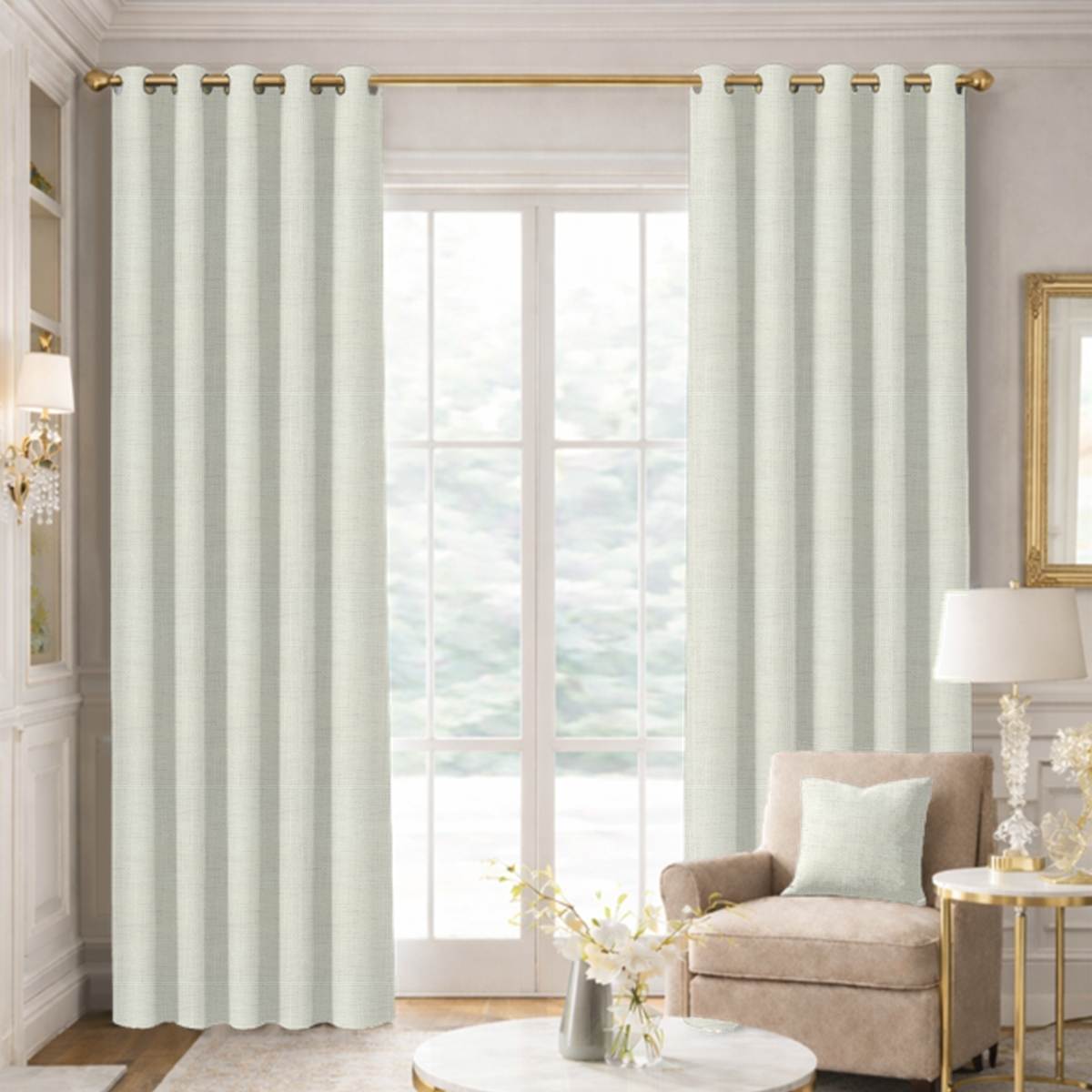 Custom Grommet Drapes in Portofino Natural