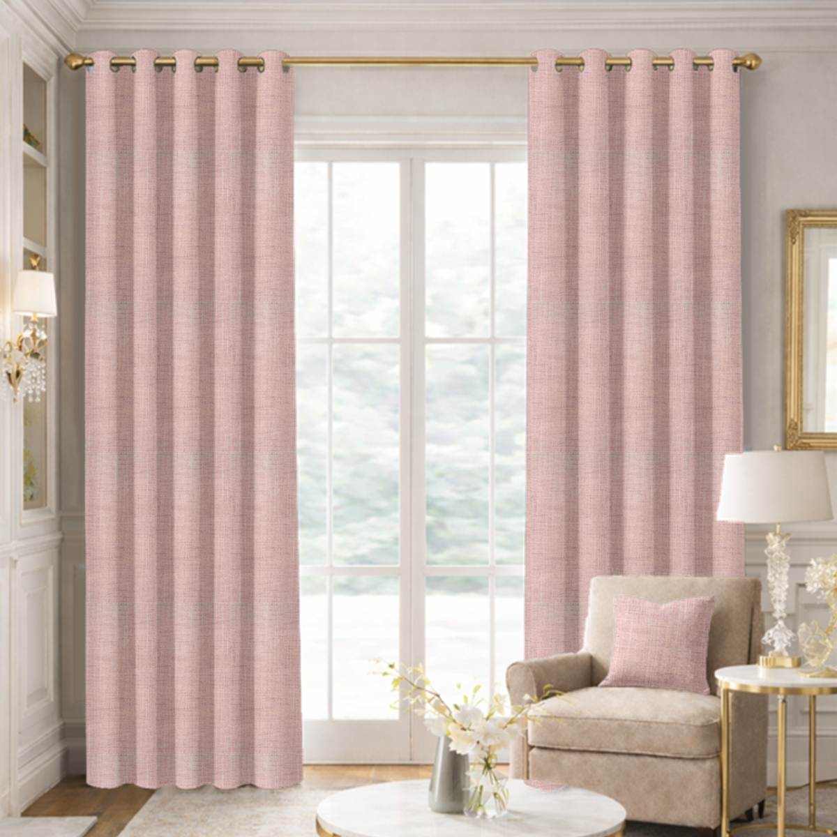 Custom Grommet Drapes in Portofino Blush