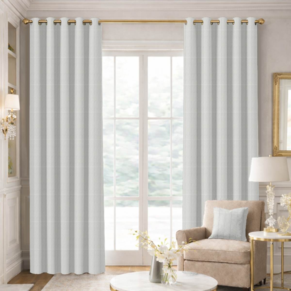 Custom Grommet Drapes in Abiti Ivory