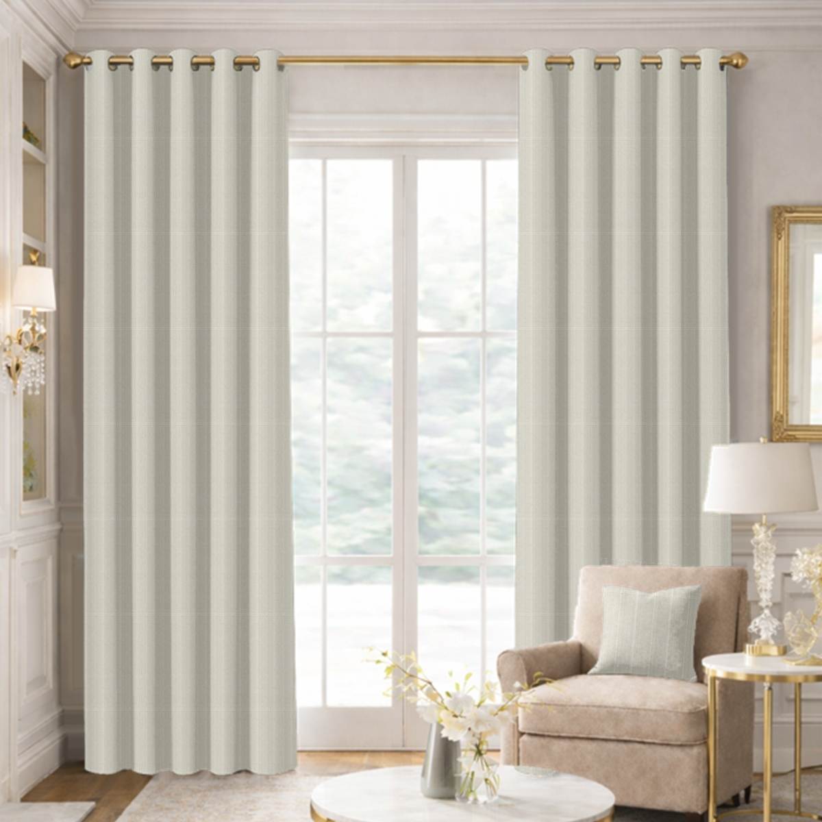 Custom Grommet Drapes in Abiti White Linen