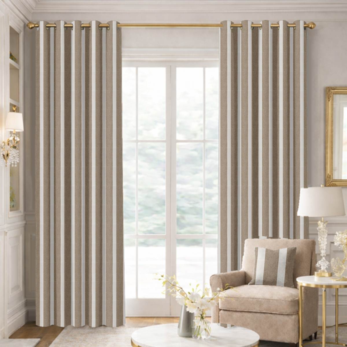 Custom Grommet Drapes in Fernweave Natural