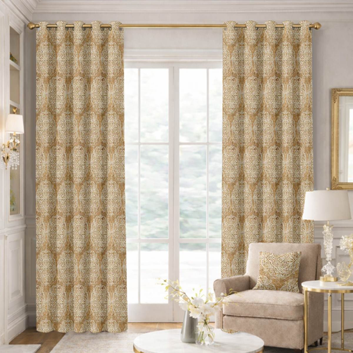 Custom Grommet Drapes in Bristol Gold