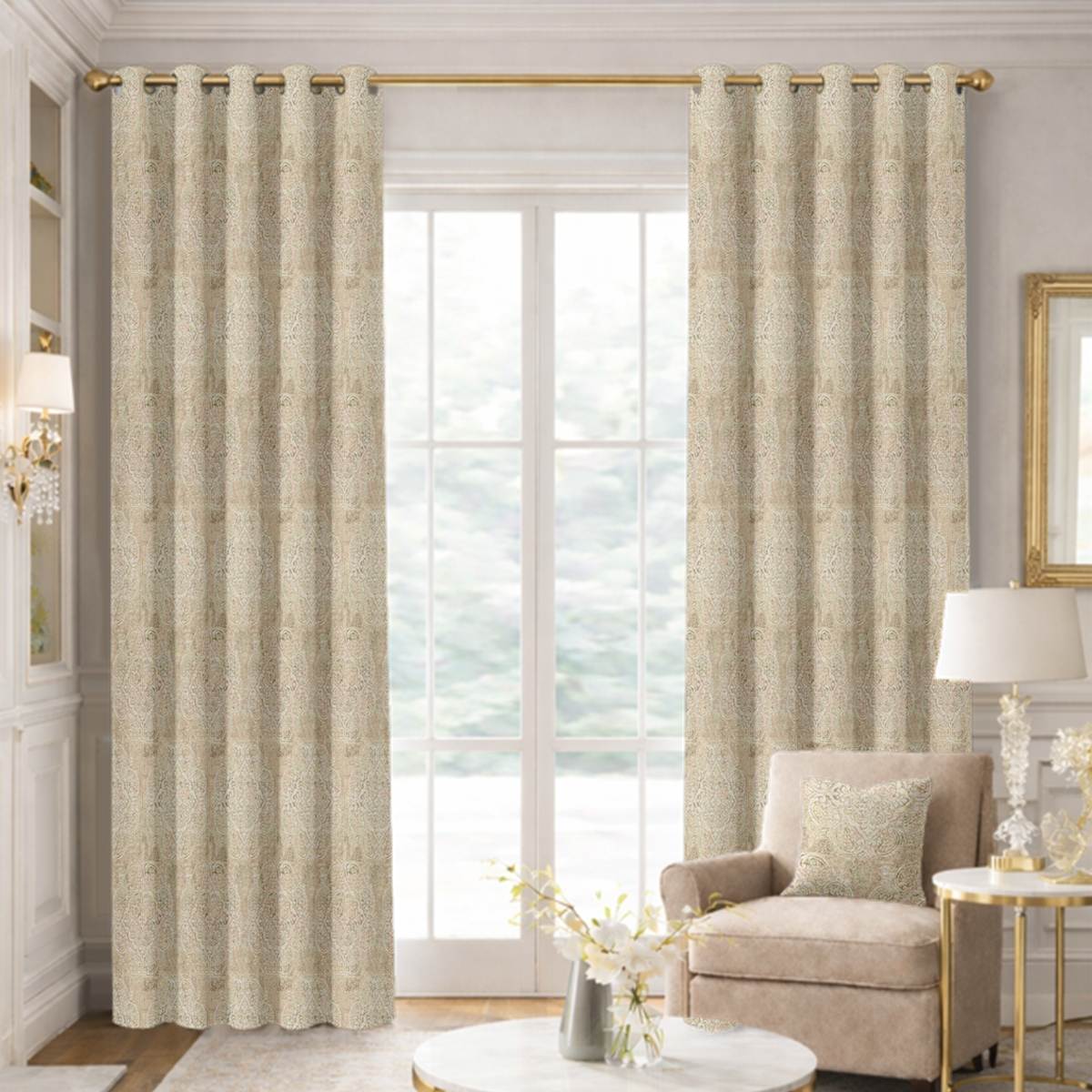 Custom Grommet Drapes in Bristol Vintage